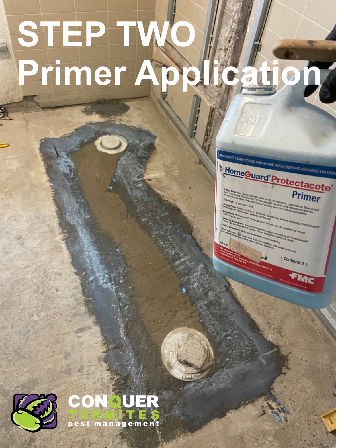 Termite protection to a slab cut out - Homeguard Primer