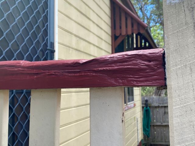 Photo showing fungal decay in a handrail